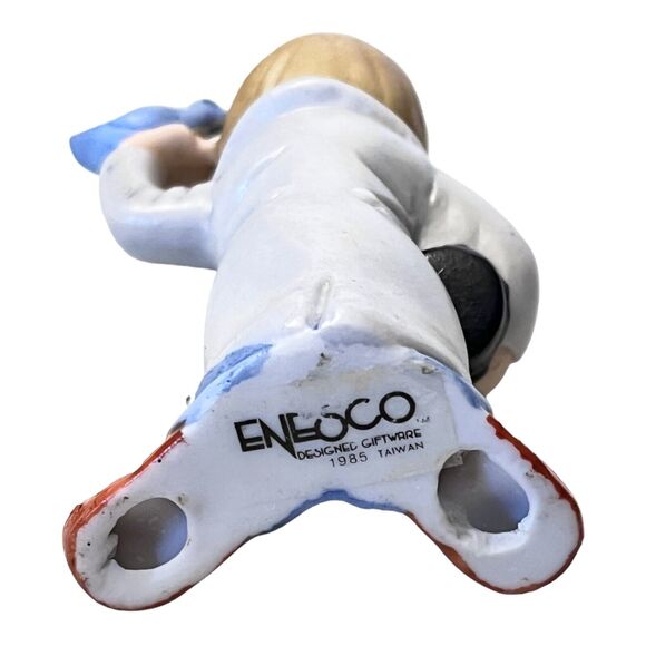 VTG 1985 Enesco Circus CLOWN FIGURINE Magician Hat Blue Bird 3" Porcelain Boy - Picture 6 of 7